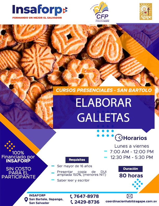 📣📣#𝗖𝘂𝗿𝘀𝗼 𝗖𝗙𝗣 𝗜𝗡𝗦𝗔𝗙𝗢𝗥𝗣 𝗦𝗮𝗻 𝗕𝗮𝗿𝘁𝗼𝗹𝗼
Participa en el curso:
𝐄𝐋𝐀𝐁𝐎𝐑𝐀𝐑 𝐆𝐀𝐋𝐋𝐄𝐓𝐀𝐒
Para más información 📲 7647-8978 ☎ 2429-8736 ☎️ 2295-1164