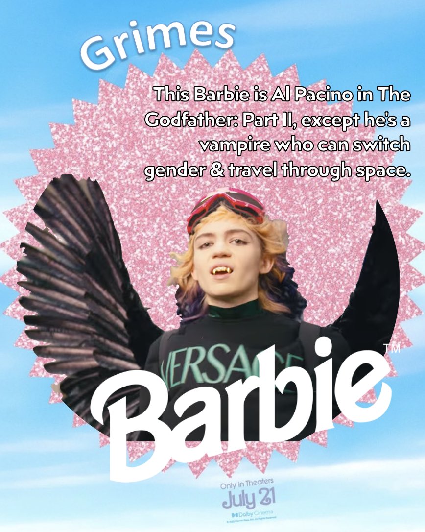 grimeshitpost's tweet photo. it’s barbie https://t.co/9MRoyIumhU
