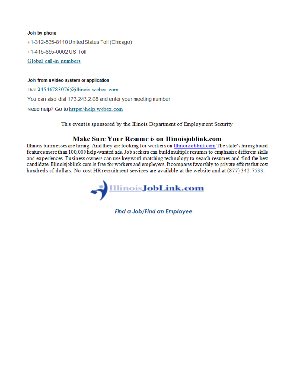 Looking for a job? Don't miss out on this virtual job information workshop on Thursday, April 13th with the 
<a href="/IllinoisIDES/">Illinois Department of Employment Security</a>! You can join the workshop and watch from your phone, tablet, or computer!