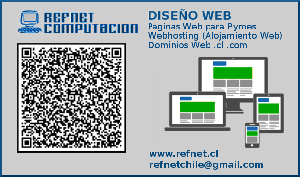 Refnet_Chile's tweet photo. Diseño Web. Paginas Web para Pymes y Profesionales. Webhosting (Alojamiento Web Servidor) Dominios .cl y .com. Asesorias y Administracion Web y RRSS.
Refnet Computacion https://t.co/66gSaT6hjL https://t.co/6LJenrQqKU