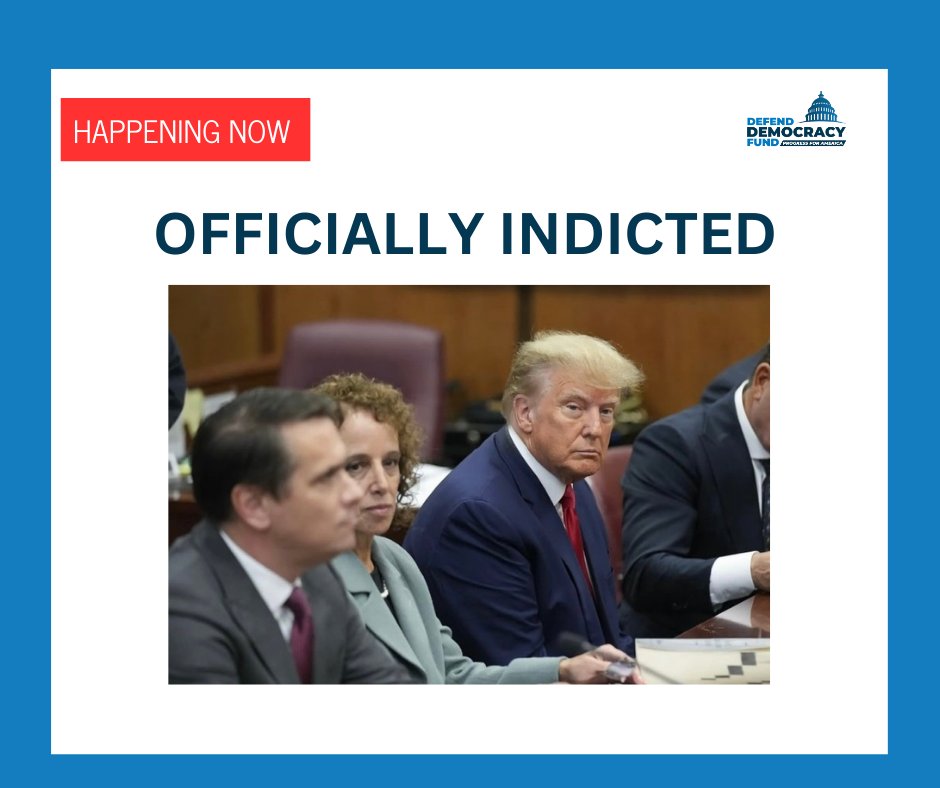 ThePeoplesCamp1's tweet image. Breaking: #Trump just got #charged with 34 counts of #falsifying business records and conspiracy, and he's fundraising off of it. It's time to get serious about Defending #Democracy. Help us today: defenddemocracyfund.org  #DefendDemocracyFund