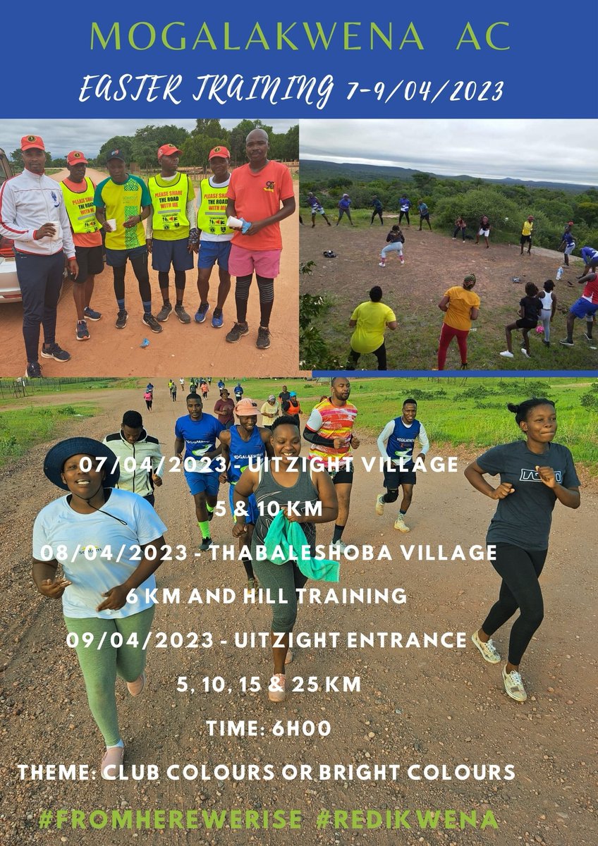 It's Easter holidays, we have a festival in the villages. If you are from Steiloop area or surroundings, re anle mema #FromHereWeRise #IPaintedMyRun #RunningWithTumiSole #FitnessWithUniqueSquad