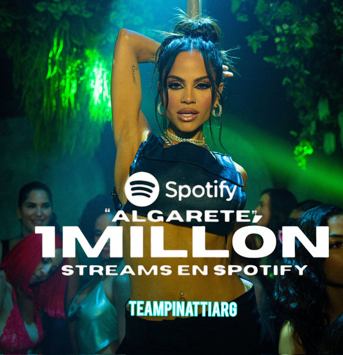 TEAMPINATTI_ARG's tweet photo. *Algarete” de @NattiNatasha sobrepasó su PRIMER MILLÓN de streams en Spotify. 💄🎶 Ve a darle Play ⏬

https://t.co/RQcUTJrpg4 https://t.co/GWKiddBV9W