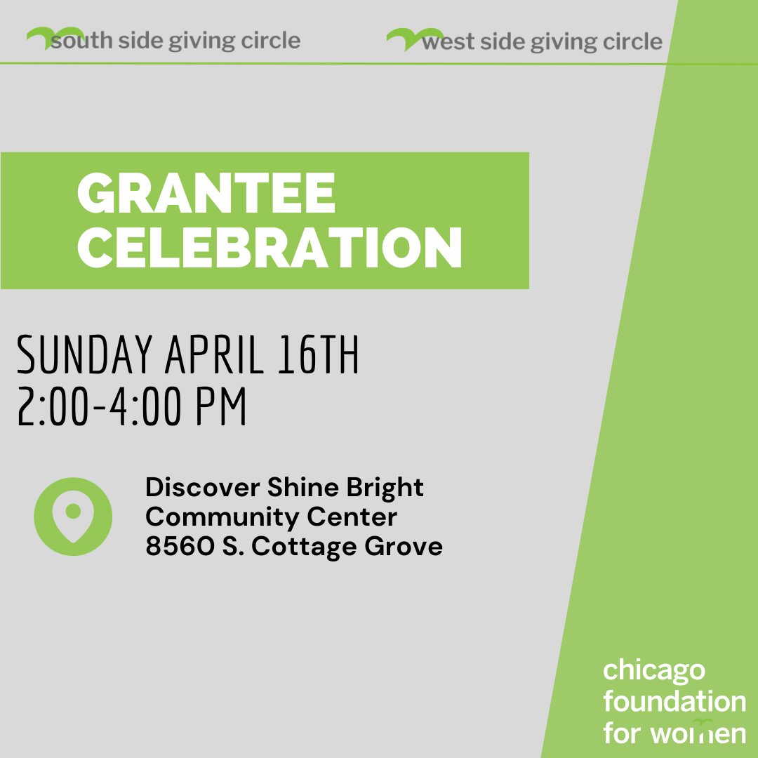 On April 16, join us for Joint Grantee Celebration: South Side and West Side Giving Circles. The event will be their first in-person grantee celebration since 2020.

Register at tsopchicago.com