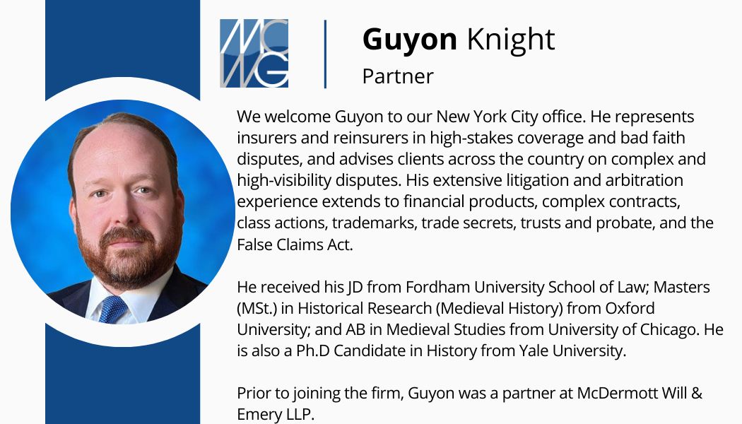 Welcome, Guyon Knight, to the firm #insurancelaw