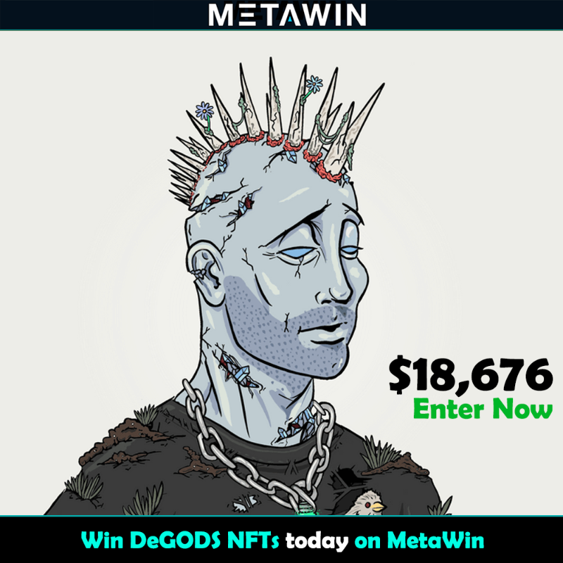 MetaWin's tweet photo. DeGods NFTs have arrived at MetaWin!  Win this blue chip digital collectible worth $18,676 today.  Join Now. 

https://t.co/YQa0I8g8bO