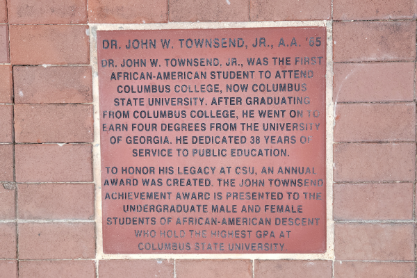 ColumbusState's tweet photo. Last week, the @CSUBlackAlumni honored the memory of Dr. John W. Townsend Jr. ’65, Columbus State's first African American student and graduate, with a special sidewalk paver among others celebrating its graduates. @CSUCougarAlumni 

Read more > https://t.co/jD6mg7Kt0R https://t.co/PJquOMkFJE