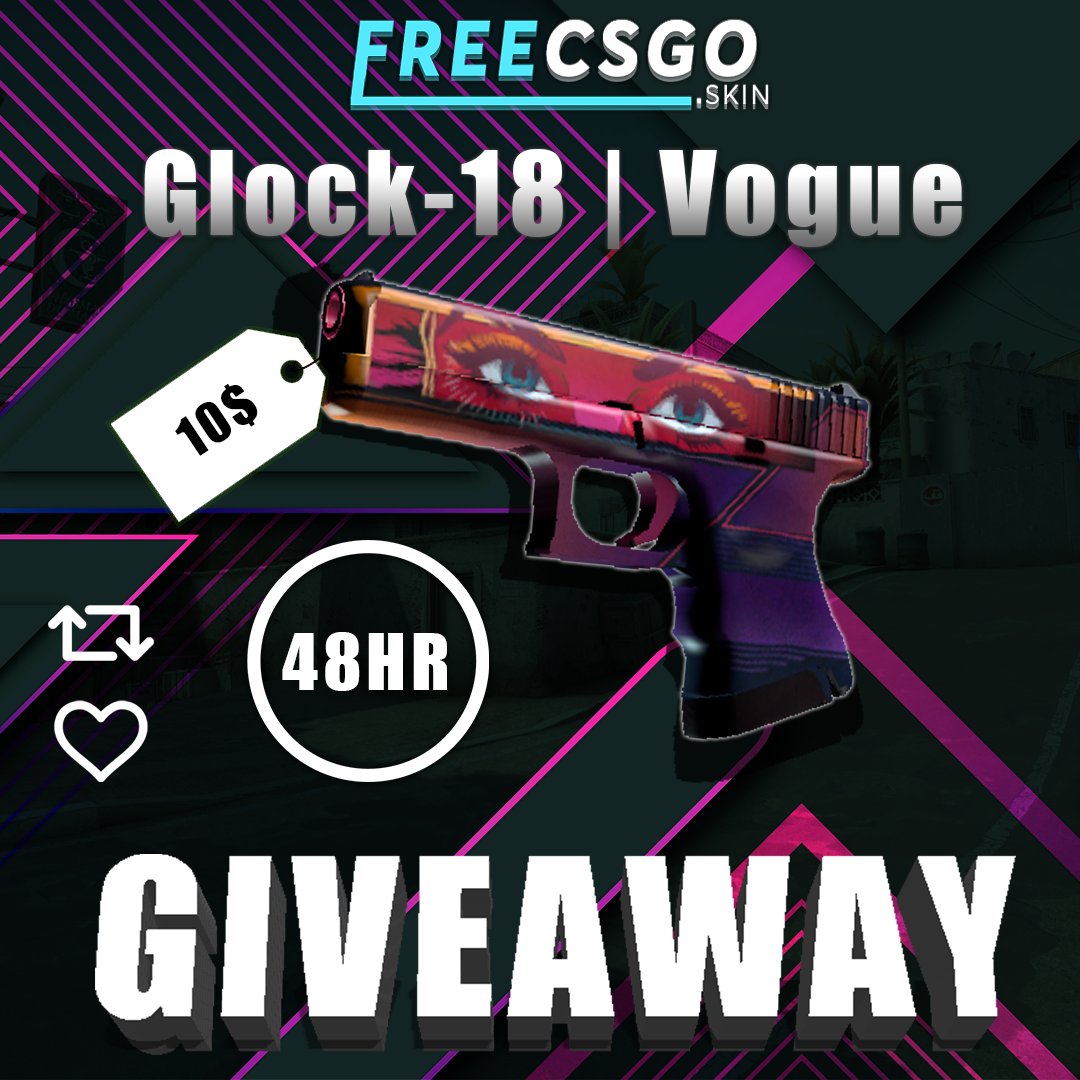 ZlashyVIP's tweet photo. Glock-18 | Vogue Giveaway!  

🔹Retweet &amp; Tag 2 friends 
🔹Follow @CodeZlashy
🔹Visit https://t.co/C48Hjwmt03 

⏳Rolling in 2 Days!  

🍀Good Luck Everyone!
 #csgogiveaways #Giveaways #CSGOGiveaway #CSGO https://t.co/AV8MPyFuDh