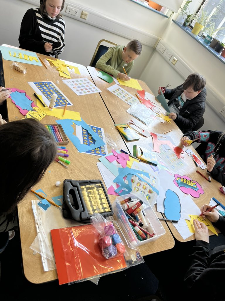 HatchMerseyside's tweet photo. 💥SUPERHERO DAY AT hatch💥
Yesterday we had a blast creating some pop-art inspired artwork focussing on our own superpowers! Then headed for an afternoon at the cinema watching @marvel’s Shazam! 🦸🏻‍♂️ #hatchmerseyside #halfterm #activitydays https://t.co/Ln4yoeLTEq