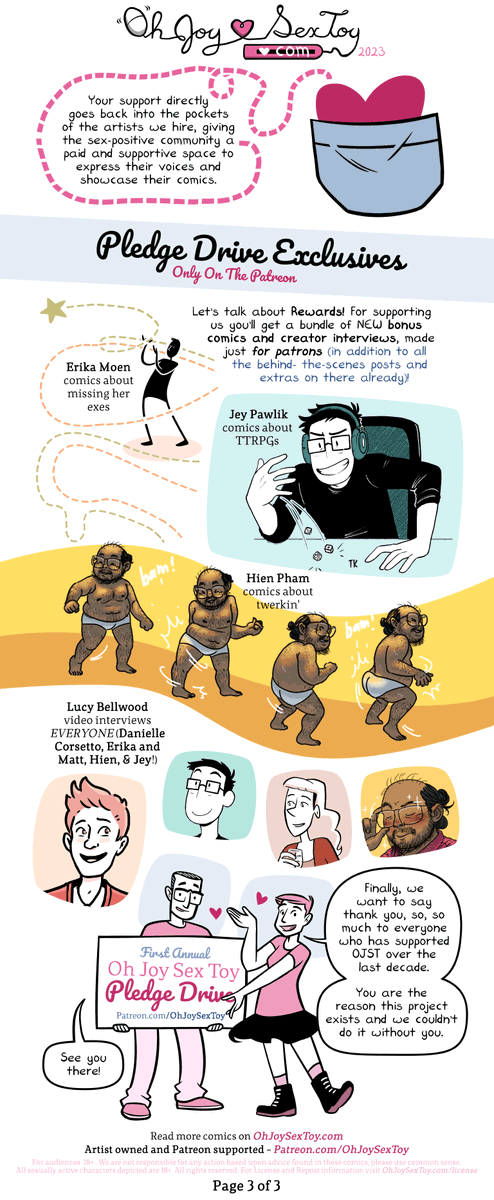 🎂Celebrating 10 Fucking Years! 🎂
OJST has brought you a decade of sex-positive comics from scores of diverse creators and now, to honor this milestone birthday, we're sharing exclusive BONUS comics &amp; cartoonist interviews just for our supporters!
patreon.com/posts/pledge-d…
