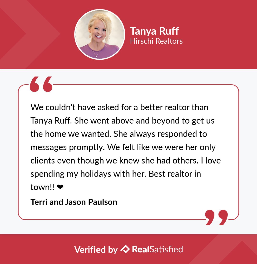 RuffRealtor's tweet image. Recommendations like this leave me overjoyed. realsatisfied.com/Tanya-Ruff via @realsatisfied