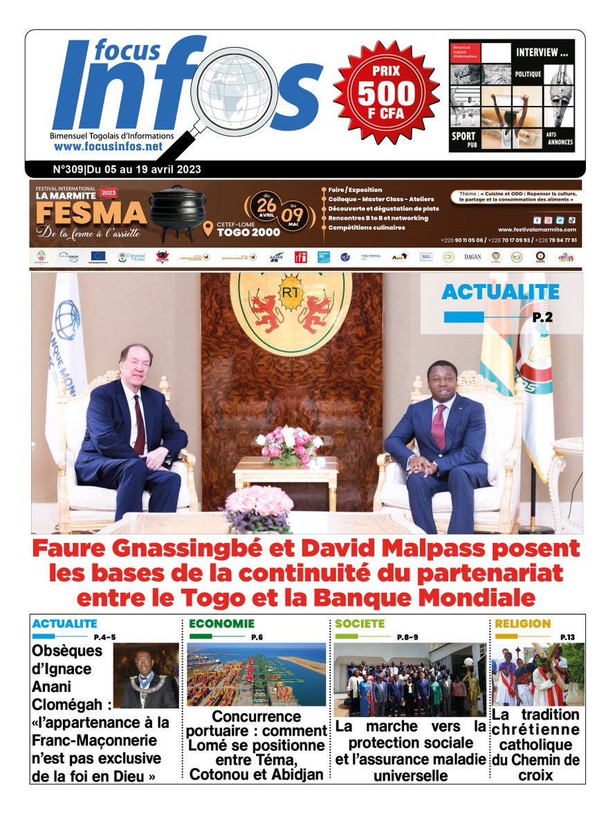FocusInfos1's tweet photo. La Une du journal @FocusInfos1   N°309 bouclé à l'instant qui sera dans les kiosques demain mercredi  05 avril 2023 https://t.co/cwhauscPP5