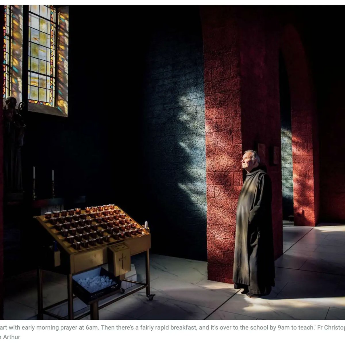 Nice use of images by the @IrishTimes  from a recent shoot with Fr Christopher Dillon in @GlenstalSchool  @GlenstalAbbey
Fr Christopher, one of Ireland's last Latin teachers, who after 50 years serving as a monk , says he is ready to retire.