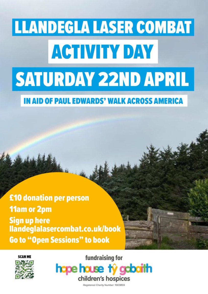 Quite a few of us know the totally amazing Paul Edwards who is trekking across America totally solo and unsupported raising money for Hope house children’s hospice.  We, llandegla laser combat are holding 2 charity day open sessions 22nd April at just £10pp for 2 hours game play.