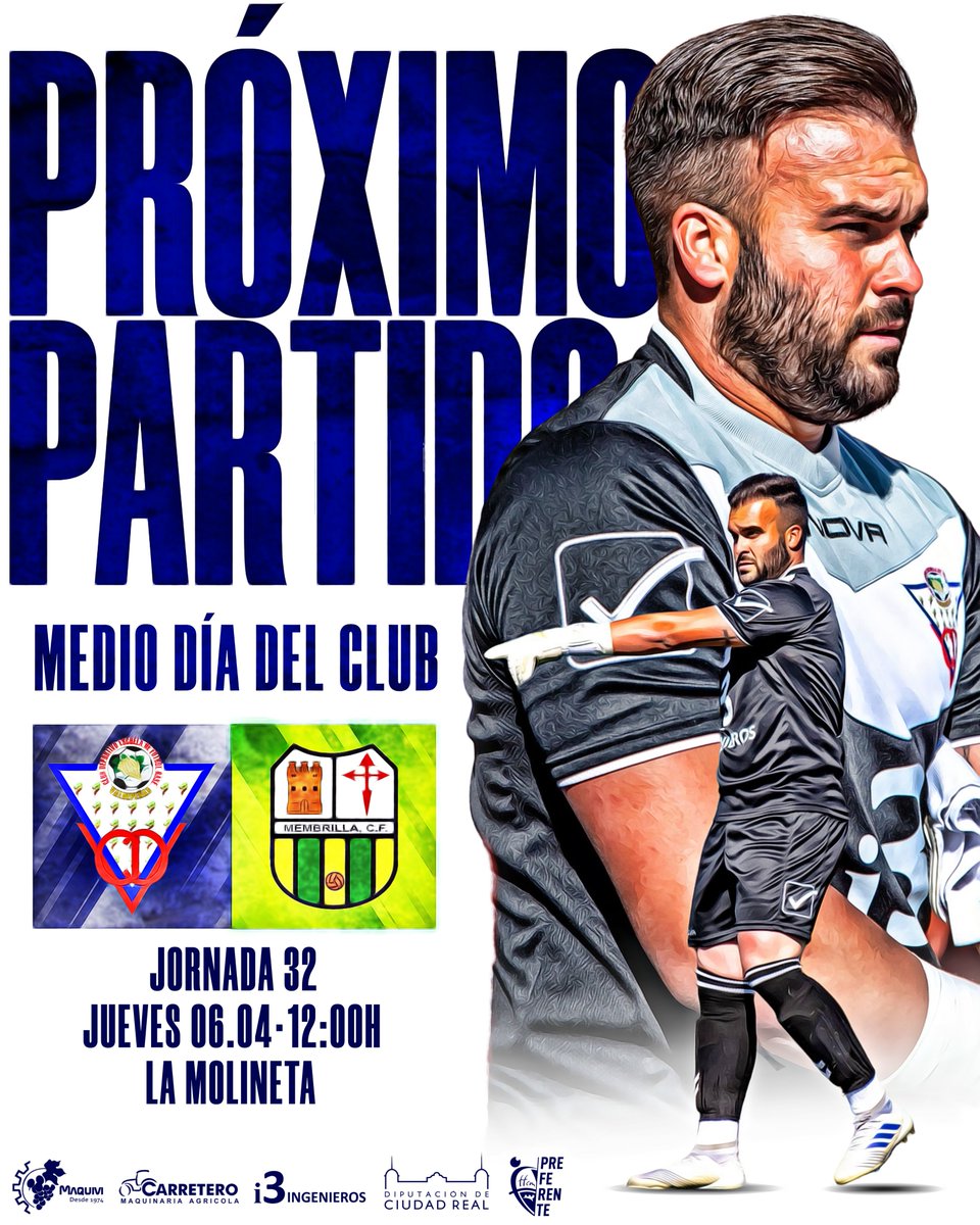 🔜⚽️ 𝐏𝐑𝐎́𝐗𝐈𝐌𝐎 𝐏𝐀𝐑𝐓𝐈𝐃𝐎 | ¡Derbi comarcal!

🏆 Primera Preferente
ℹ️ Jornada 32
🆚 <a href="/MEMBRILLA_CF/">MEMBRILLA C.F.</a> 
📅 Jueves 6 de abril
🕛 12:00h
🏟️ La Molineta

ℹ️ Medio Día del Club
🪪 Socio General: 5€
🪪 No Socios: 8€
🆓 Socio Protector y menores de 18 años: gratis
📸 <a href="/aurecape/">aure</a>