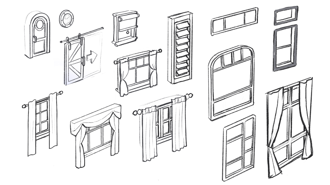 🚪 Ding Dong! 🚪 Our new update will have our entrances and windows revamped and they are positively a-door-able! 😍 

Here we're showing process from the concept drawing to 3D Modelling. Does this *open* your curiosities? 🏨 🎉 #IndieGameDev #3DConceptArt #ComingSoon