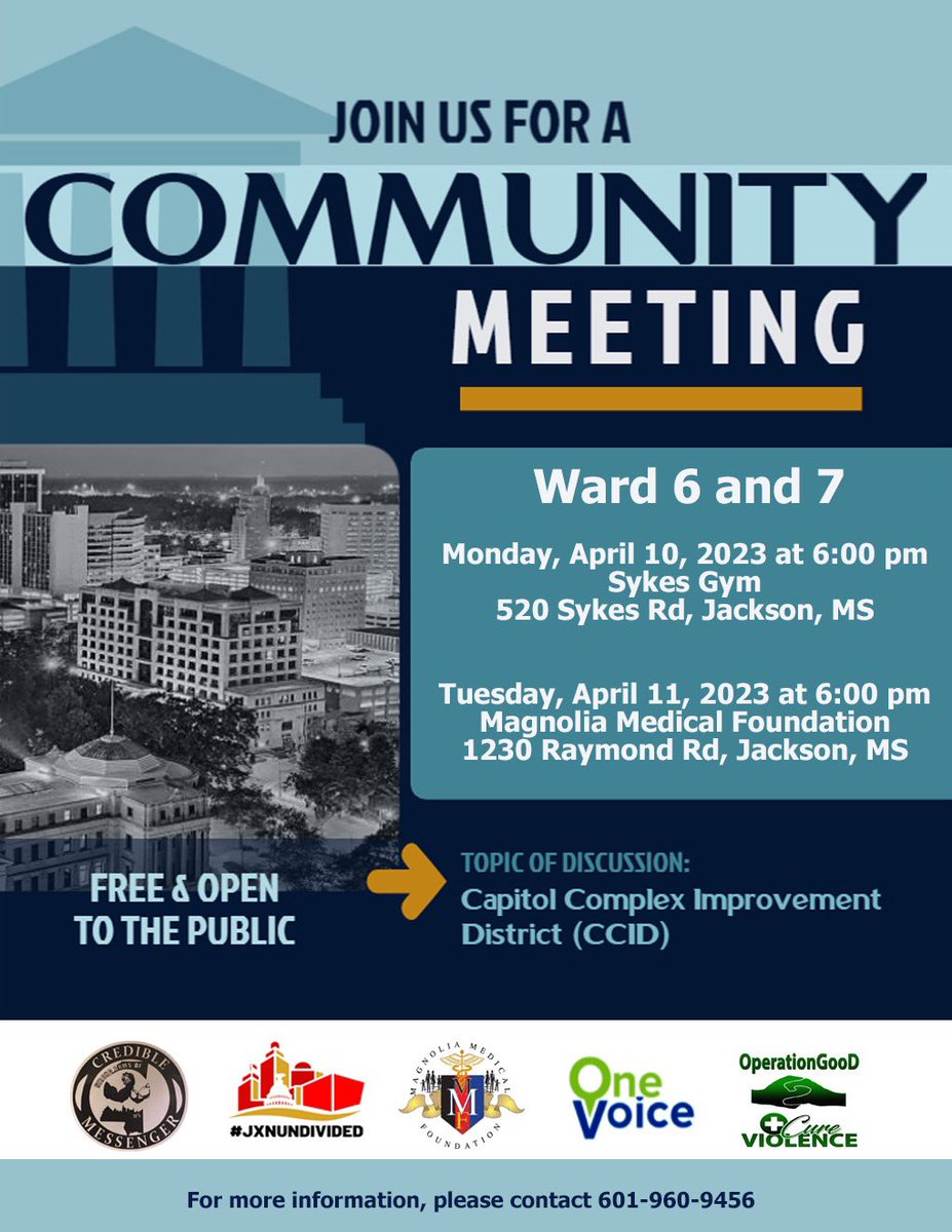 JXN Undivided (@jxnundivided) on Twitter photo Thank you to all who were able to attend our Ward 3 Community Meeting last night.
Join us at our upcoming Community Meetings
Ward 5: April 5th at 6pm
Ward 6 & 7: April 10th & 11th at 6pm
See the flyers below for details
Also, follow <a href="/JxnUndivided/">JXN Undivided</a> on Instagram Thank you to all who were able to attend our Ward 3 Community Meeting last night.
Join us at our upcoming Community Meetings
Ward 5: April 5th at 6pm
Ward 6 & 7: April 10th & 11th at 6pm
See the flyers below for details
Also, follow <a href="/JxnUndivided/">JXN Undivided</a> on Instagram