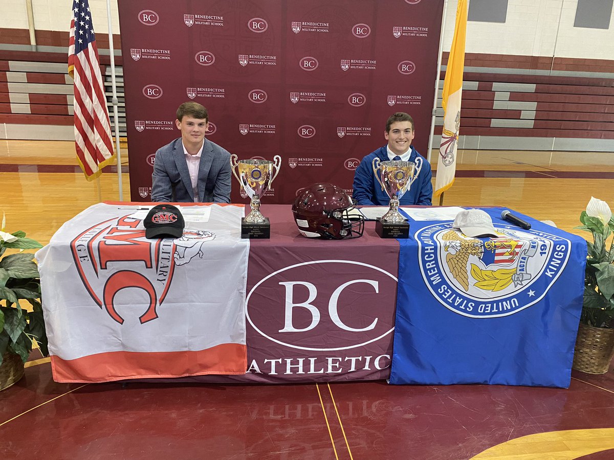 Pharveytv's tweet photo. Two Cadets signing to continue their athletic and academic careers at the next level. @BC_Football1902 @TheBC400 @BoTallevast2023 @jonathanmhardy 

Bo Tallevast - Georgia Military College 
Jonathan Hardy - U.S Merchant Marine Academy https://t.co/aVYVbTlgfQ