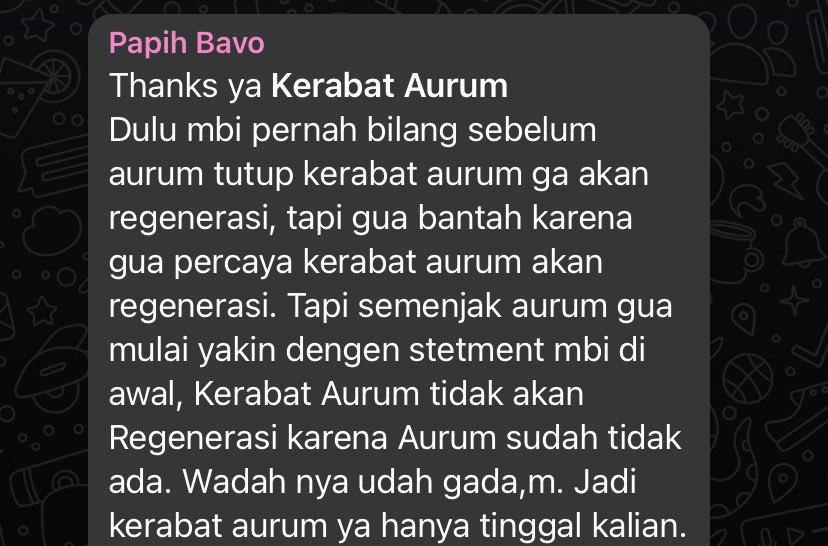 mgsmbi's tweet photo. andjay bilang ya kalo mau kumpul tinggal ngopi tempat lain, gua ga setuju. 
akhirnya gua ‘all in’ (lagi) buat renov rumah dengan tujuan jadi basecamp selanjutnya.

dulu gua bilang awal awal ke bavo, kalo ga bakal ada regenerasi bahkan ini sebelum isu aurum tutup. https://t.co/EM8wWrDQQn