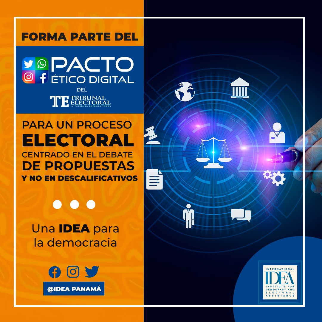 idea_int_pa's tweet photo. El objetivo de este Pacto creado por el @tepanama es generar un compromiso para un proceso electoral libre de fake news, desinformación, descalificativos y violencia digital. Fírmalo ahora en https://t.co/vyiDWul5YT para una política de tolerancia y respeto en Panamá. https://t.co/Yx2YdL05sq