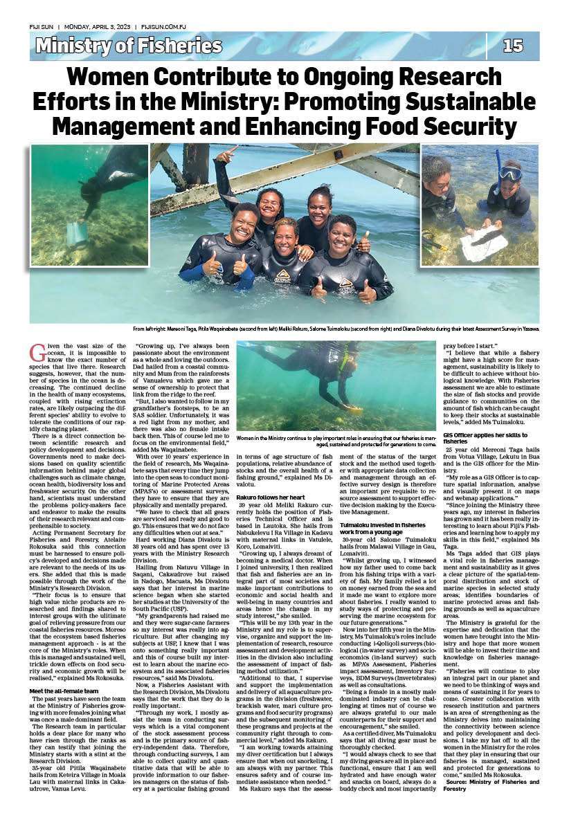My daughter,Mereoni Taga also contributing to the sustainable management of our Ocean! #noqusenibua #fisheries #research #womeninfisheries