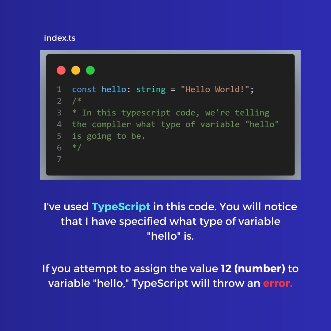webdevinsiders's tweet image. Say hello to TypeScript, a powerful JavaScript language extension that enables developers to easily detect errors and create scalable apps. 💻🚀🌟
.
.
.
.
#TypeScript #JavaScript #webdevelopment #codinglife #webdevelopment #coder