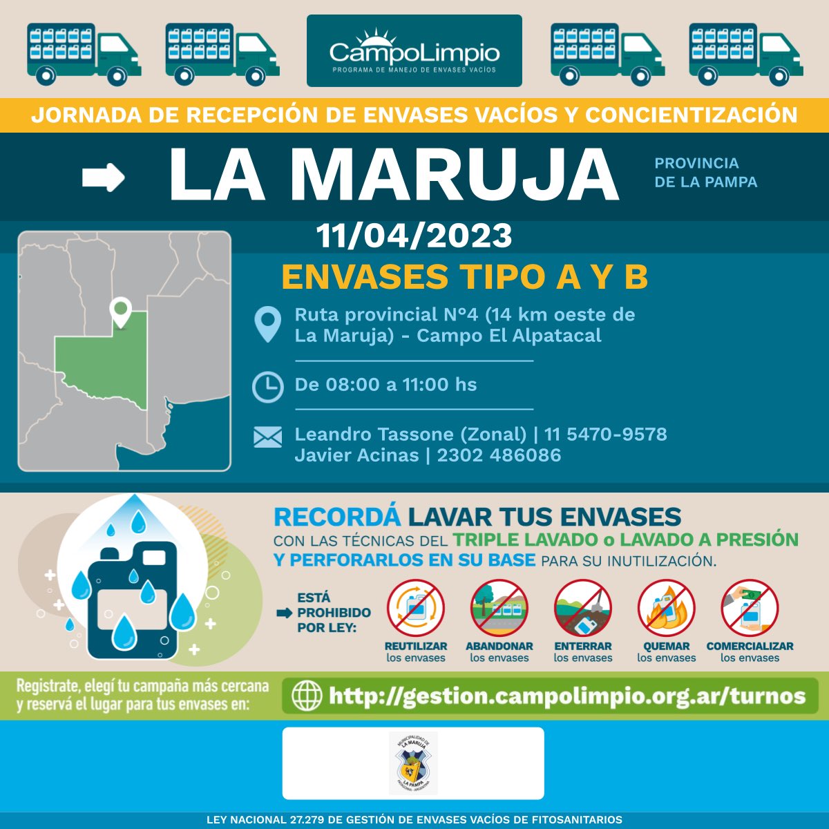 Quimeco's tweet photo. • ABRIL •

♻️ Trabajamos junto a Campo Limpio en el reciclado, reutilización y revalorización de los envases vacíos. 

📆  Compartimos fechas y lugares de este mes! Más info en historias.

La concientización y el cuidado del planeta que habitamos es muy importante 🌎 

¡SÚMATE! https://t.co/YRvBVB2uYK