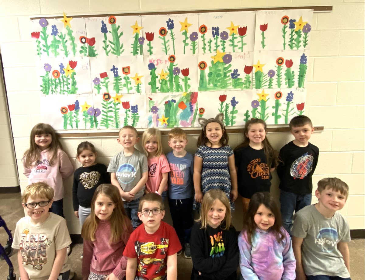 RHLSD_Colts's tweet photo. 🌼🌻 Secrest kindergarten students celebrated spring with their fabulous garden collages! They were inspired by Lois Ehlert’s book “Growing a Rainbow”. Spring we are ready for you! #GoColts https://t.co/pjBzsuw3br