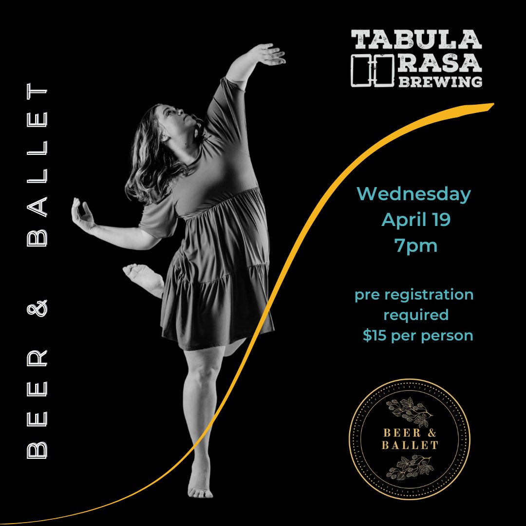JDTheatre's tweet photo. Join us April 19th for Beer and Ballet at Tabula Rasa Brewing. Link to register is in our bio. https://t.co/F8L5CuRA4m