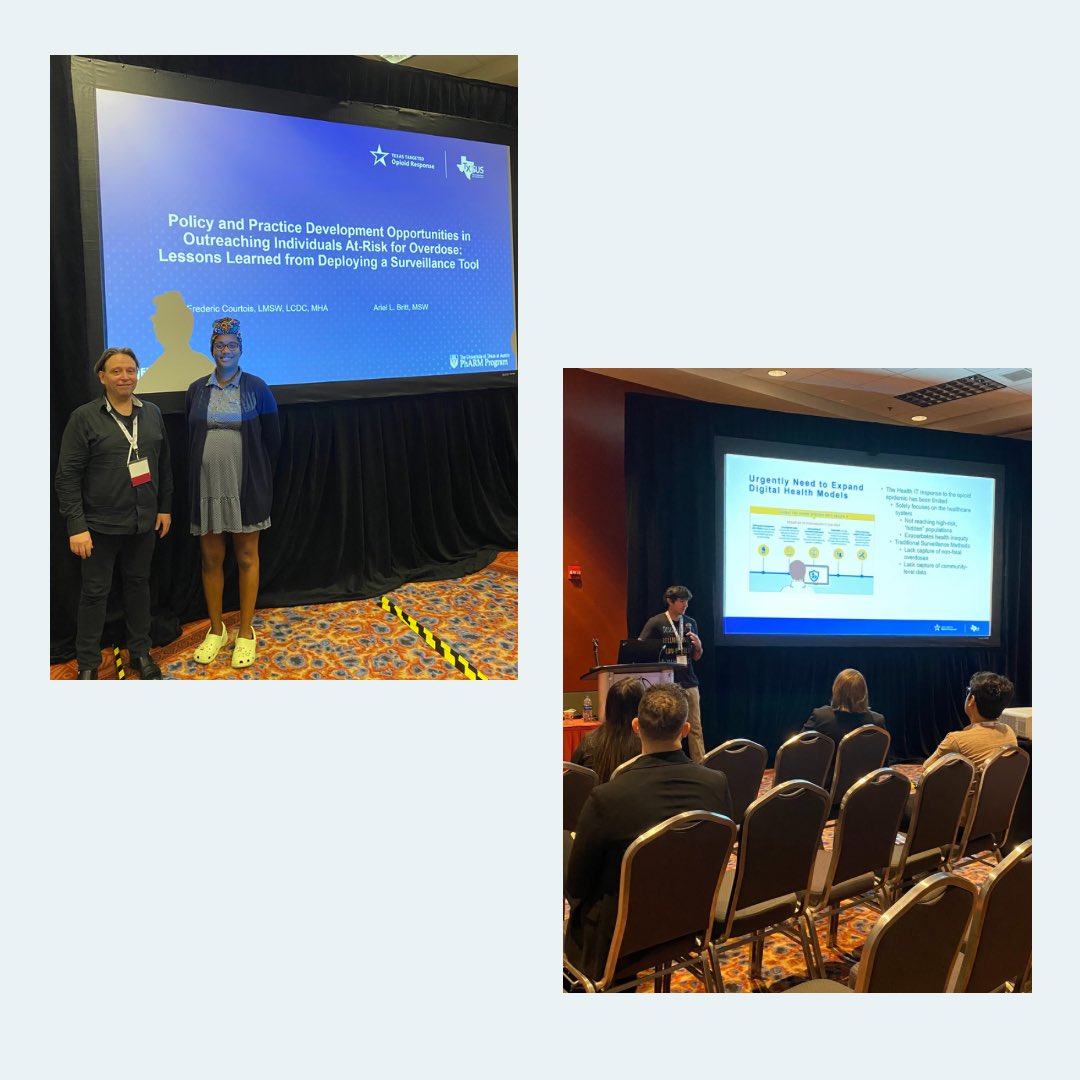 Tx_COPE's tweet photo. On March 27-28 our team @tx_cope presented at #txsus2023. Congrats to all presenters for bringing #txcope's mission to #preventoverdoses and bring #realtimedata to harm reduction organizations across Texas https://t.co/WV9MygnF48