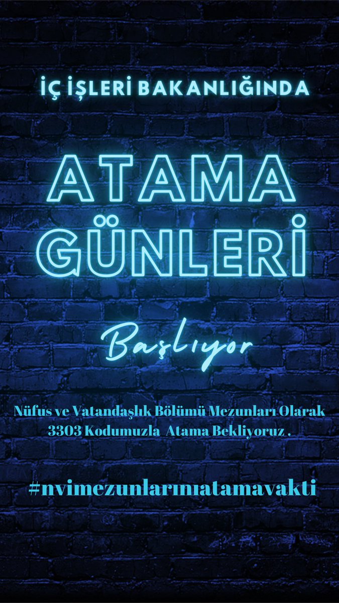 Ülkemizde halkımızın yaralarını sarmak sahada aktif olmak istiyoruz. Nüfus ve vatandaşlık bölümü mezunları alım bekliyor.
#nvimezunlarınıatamavakti <a href="/sefikaygol/">Şefik AYGÖL</a>