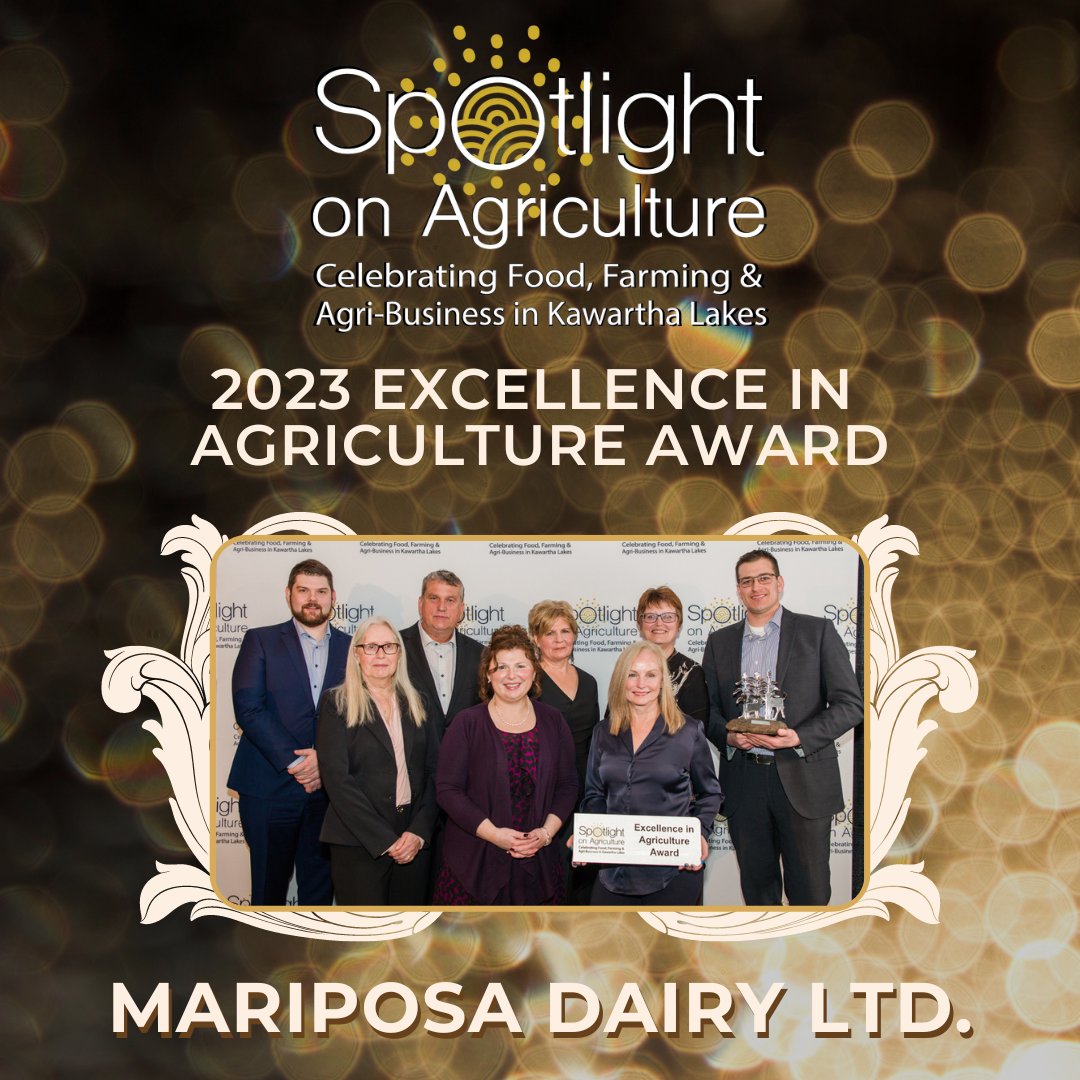Congratulations to the 2023 Excellence in Agriculture Award recipients: Mariposa Dairy Ltd.

Read the full award announcement on our Facebook page.

#SpotlightOnAg #LindsayAgSociety #LindsayEx #KawarthaLakes #OntAg #Agriculutre #LocalAg