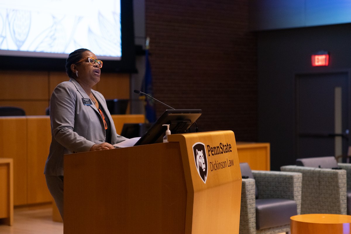 Our Editor-in-Chief, Seth Trott, and the Dean of <a href="/DickinsonLaw/">DickinsonLaw</a>, Danielle Conway, welcoming listeners to the Law Review Symposium on "The Impact of Women of Color in the Judiciary" on March 24, 2023.