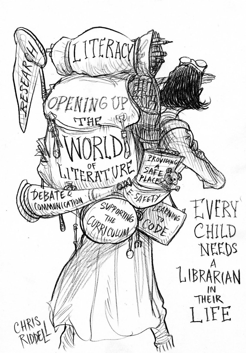 SF Said (@whatsfsaid) on Twitter photo Every single school should have a library & a school librarian, to help every single child find the books that will make them readers & give them all the benefits of literacy! Libraries & librarians change children's lives FOREVER! #SchoolLibrarianDay
(Art: <a href="/chrisriddell50/">chris riddell</a>) Every single school should have a library & a school librarian, to help every single child find the books that will make them readers & give them all the benefits of literacy! Libraries & librarians change children's lives FOREVER! #SchoolLibrarianDay
(Art: <a href="/chrisriddell50/">chris riddell</a>)