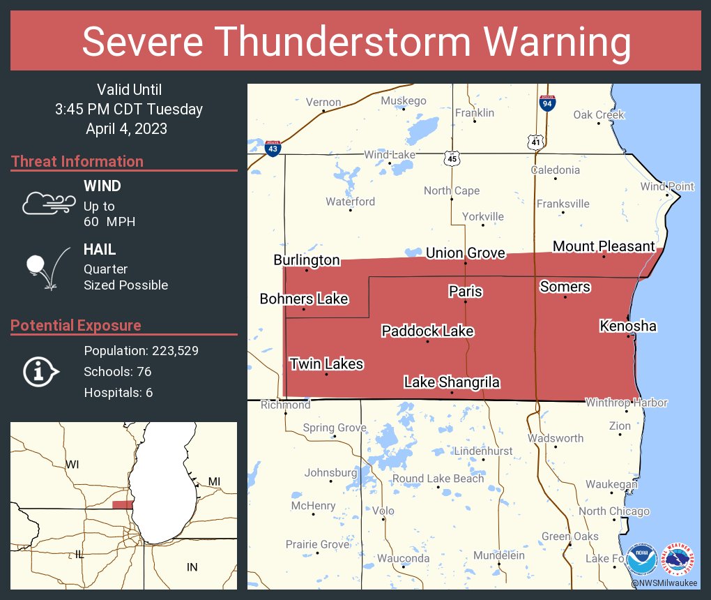 NWS Milwaukee on Twitter "Severe Thunderstorm Warning including