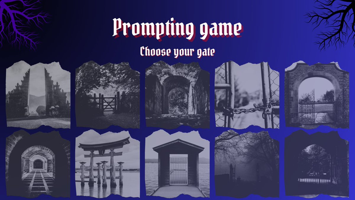 CryptidFest's tweet photo. Hello fellow #Cryptidians! 

First round of our prompting game for #CryptidFest is here! Solution in 6 hours

Tonight, choose your gate leading to your destined group. We selected 5 groups from the second generation and 5 from the third gen. 

Who will be your destiny? https://t.co/D3r0pYJu6S
