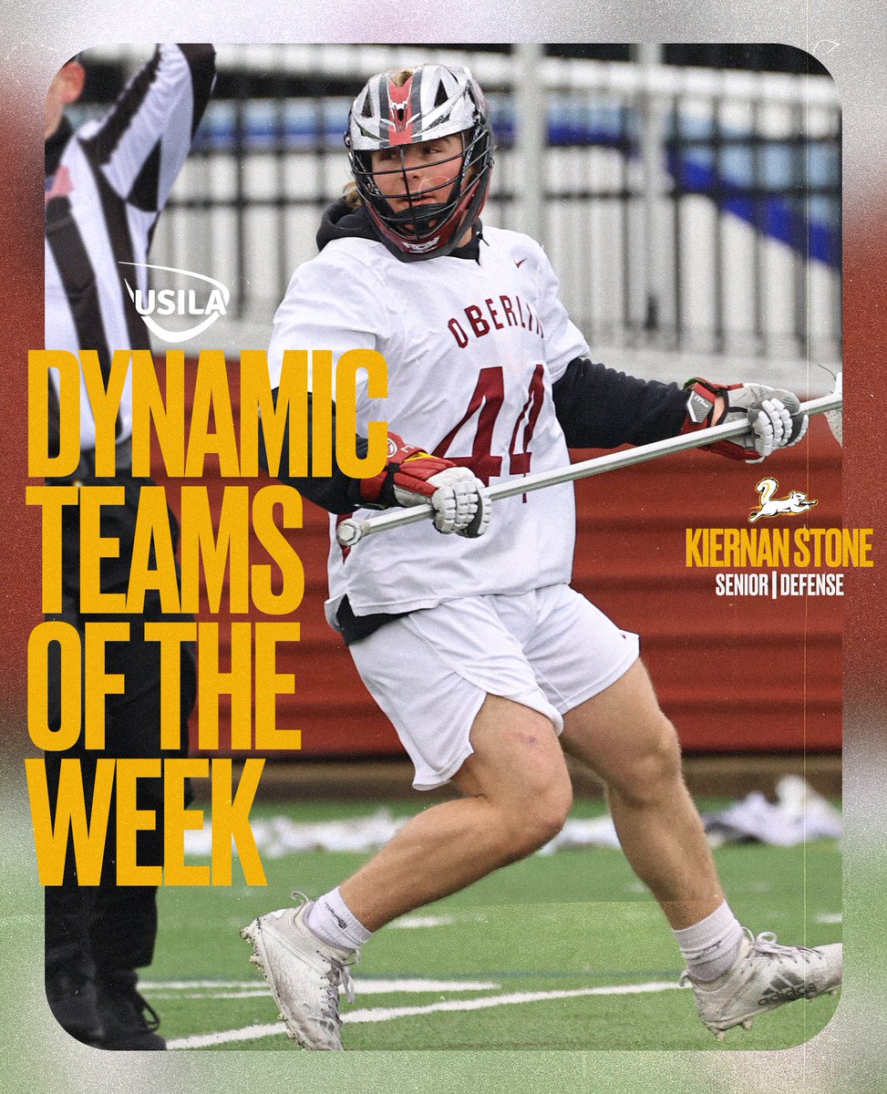 After a record-setting 17 ground balls in Oberlin's victory over Hiram, Kiernan Stone earns a spot on the <a href="/USILA_Lax/">USILA</a> Dynamic Team of the Week!

📑 goyeo.com/news/2023/4/4/…

<a href="/yeo_mlax/">Oberlin Men's Lacrosse</a> // #GoYeo