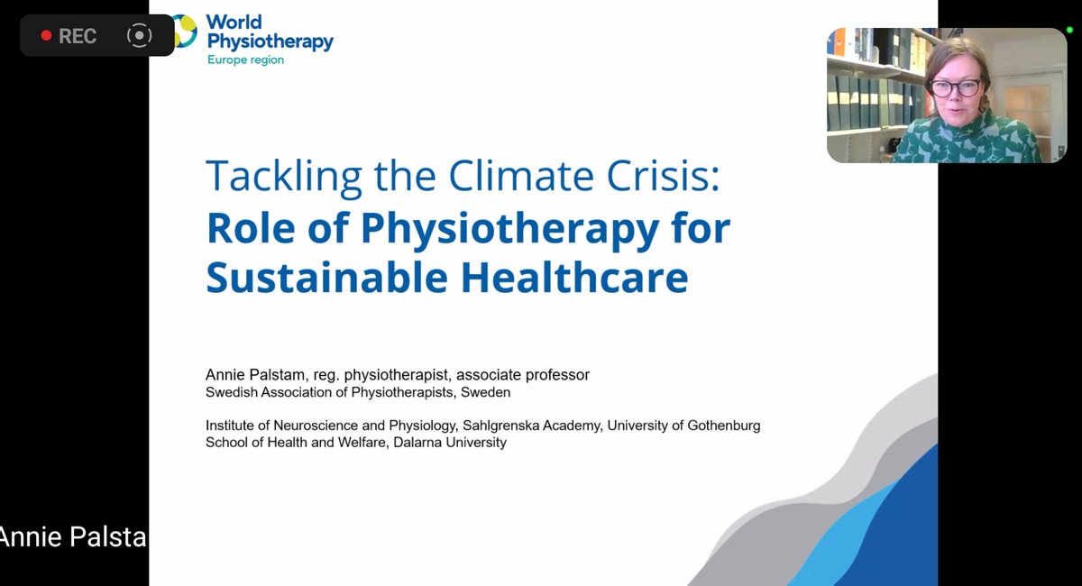 Sibyl_Edward's tweet photo. Great topic today by @ERWorldPhysio. "Health sector’s mission is to protect, promote, &amp; take care of health, yet it makes a greater contribution to the climate crisis. Health professions should lead the way in not contributing to the burden of disease." @APalstam 
 Love this! https://t.co/nlSehoOx3g