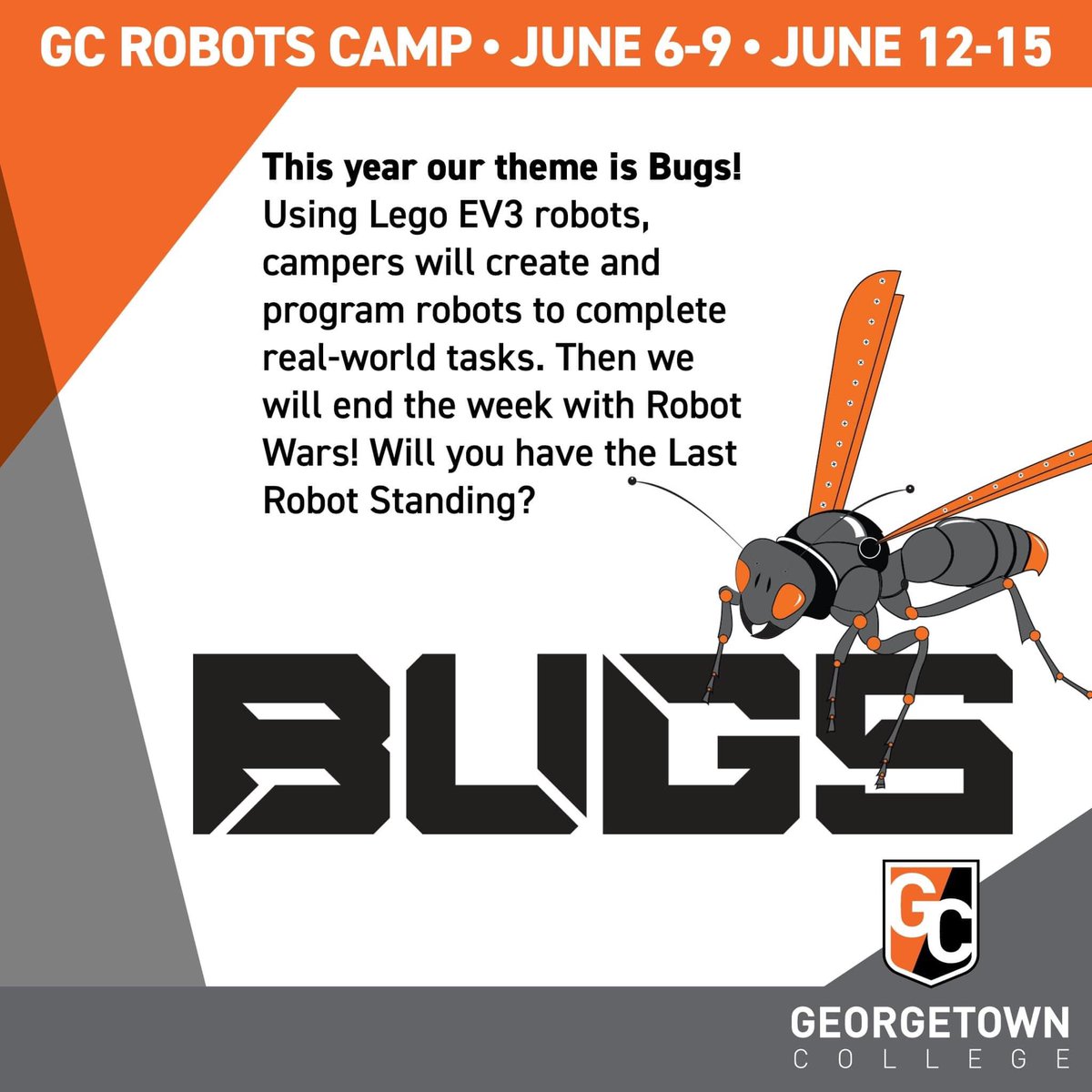 GCGradEd's tweet photo. Registration is now open for the annual @GtownCollege Robots Camp. Click the link below to reserve your spot. 

https://t.co/qwYI9Qy9ir https://t.co/Ca1RgGpZRQ