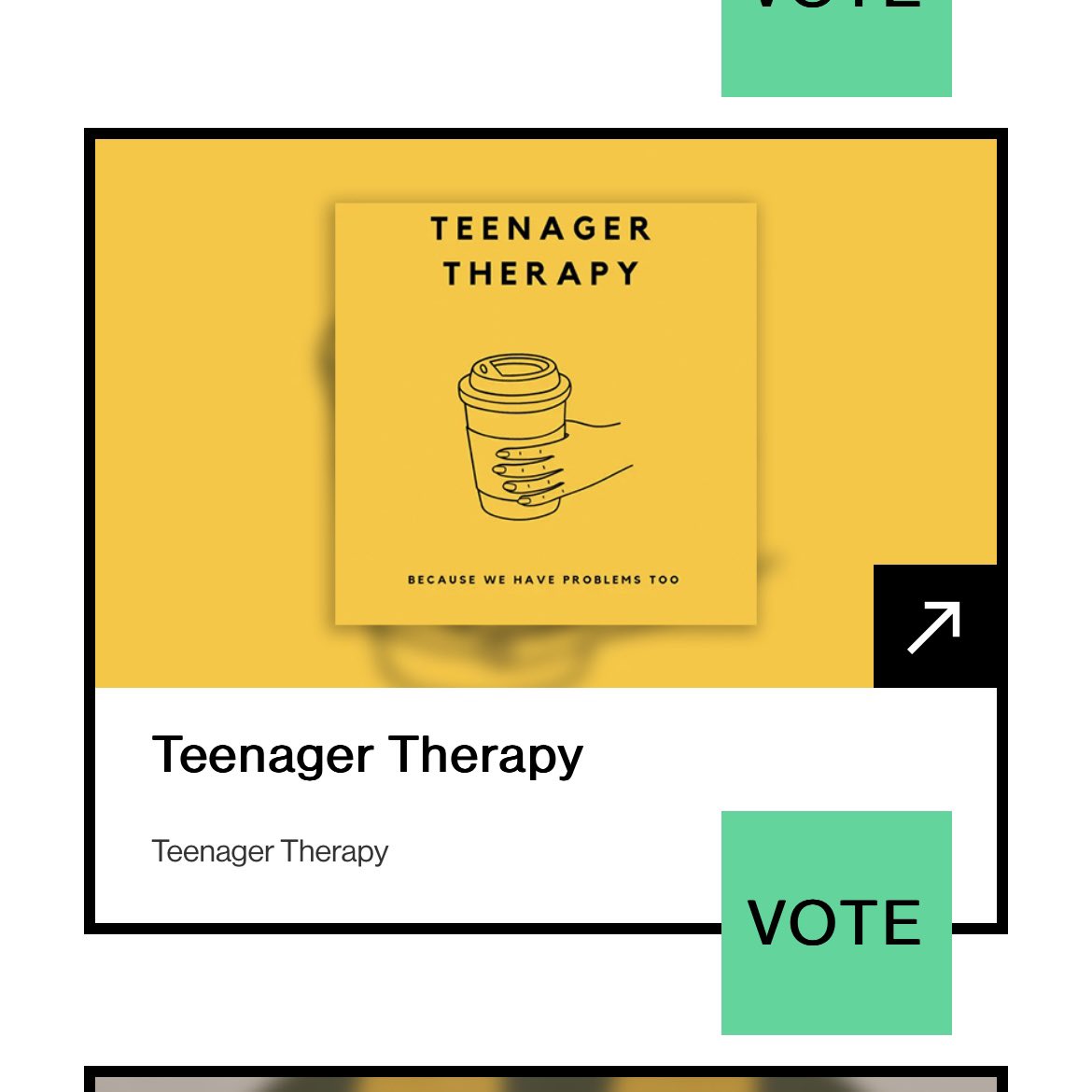 Teenager Therapy is a <a href="/TheWebbyAwards/">The Webby Awards</a> nominee under innovative podcasts!