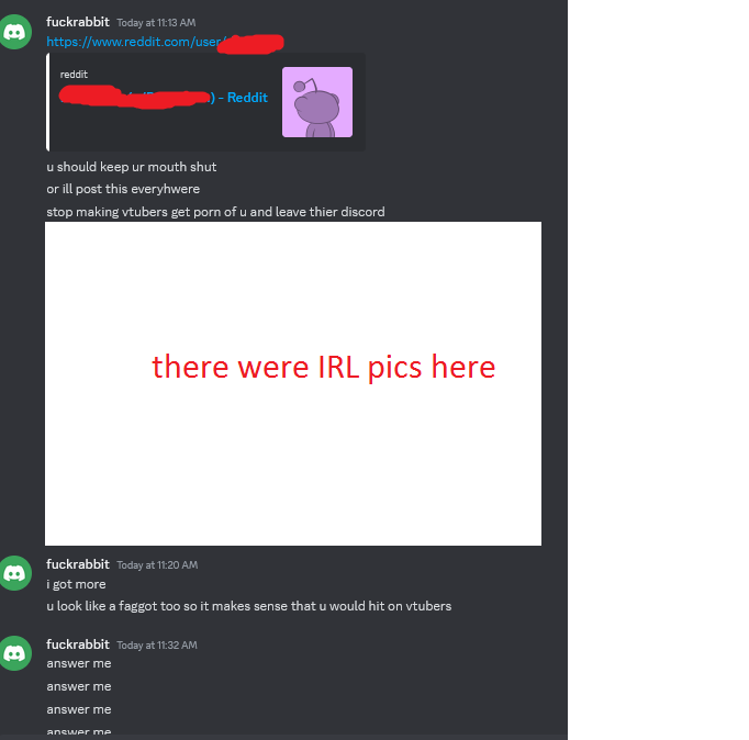 Dear VTuber community:
You are not in a relationship with your favorite streamer. Their business isn't your business.
They don't owe you anything.

Parasocial stuff is way too dangerous on here. This guy is threatening me because I might have lewd art with a streamer he likes 1/2