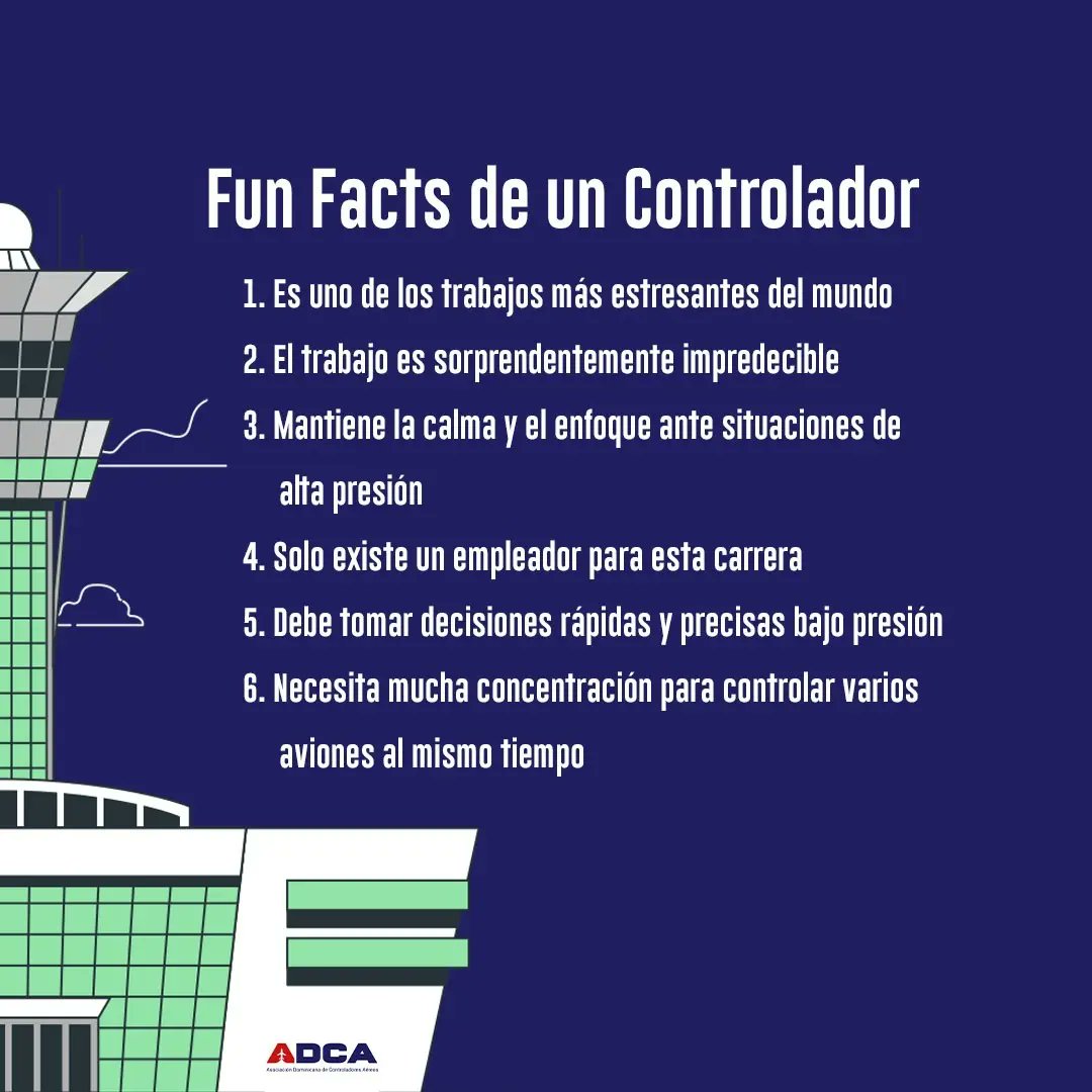 Adca_Atc's tweet photo. ¿Sabías que los Controladores de Tránsito Aéreo son esenciales para garantizar la seguridad y flujo de los vuelos? Desde sus torres de control, coordinan las llegadas y salidas de las aeronaves. También existen los controladores radar, quienes manejan un flujo mayor de aviones. https://t.co/sKUHa4XJok