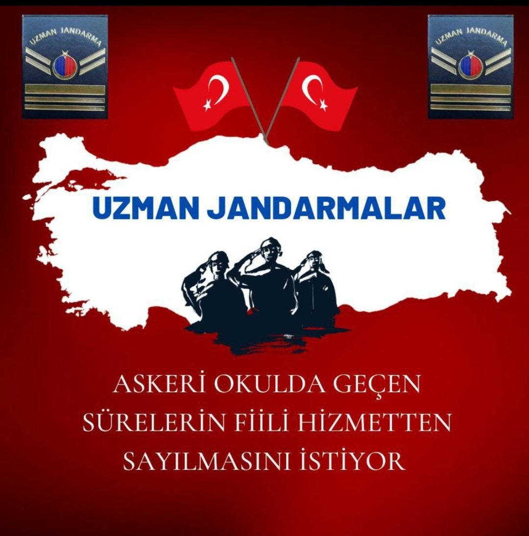 #OkulOnurumuzdur
UZMAN JANDARMA Okulunun fiili hizmetten sayılmasını istiyoruz.
<a href="/RTErdogan/">Recep Tayyip Erdoğan</a> <a href="/dbdevletbahceli/">Devlet Bahçeli</a> <a href="/mustafaelitas/">Mustafa Elitaş</a> @yilmaz_ismet58 <a href="/erkanakcay45/">Erkan Akçay</a> <a href="/UlviYonter/">Dr.İzzet Ulvi YÖNTER</a> <a href="/Mustafa_Destici/">Mustafa Destici</a> <a href="/suleymansoylu/">Süleyman Soylu</a>
 <a href="/jandarma/">T.C. Jandarma Gn. K</a> @ErbakanFatih <a href="/sgksosyalmedya/">SGK</a> <a href="/tcsavunma/">T.C. Millî Savunma Bakanlığı</a> <a href="/TSKGnkur/">TSK</a> <a href="/Akparti/">AK Parti</a> <a href="/MHP_Bilgi/">MHP</a>