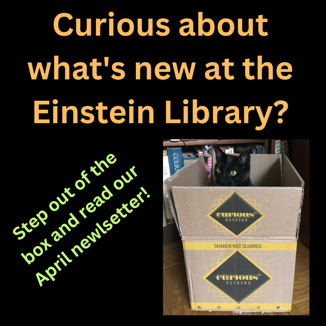 EinsteinLibrary's tweet image. Just published! Our April newsletter: SAGE Research Methods trial, RefWorks updates, Preprint Citation Index, PMC, new books, classes &amp;amp; more! Curious @EinsteinMed @EinsteinPhD @epa_einstein @einsteincpd? mailchi.mp/2721cbc99dc9/l…