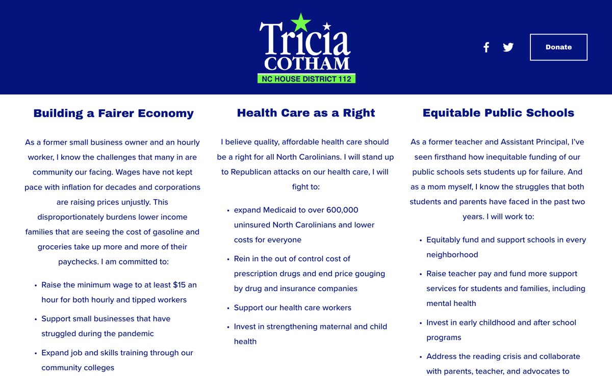 This was Cotham's platform when she ran for the House last year