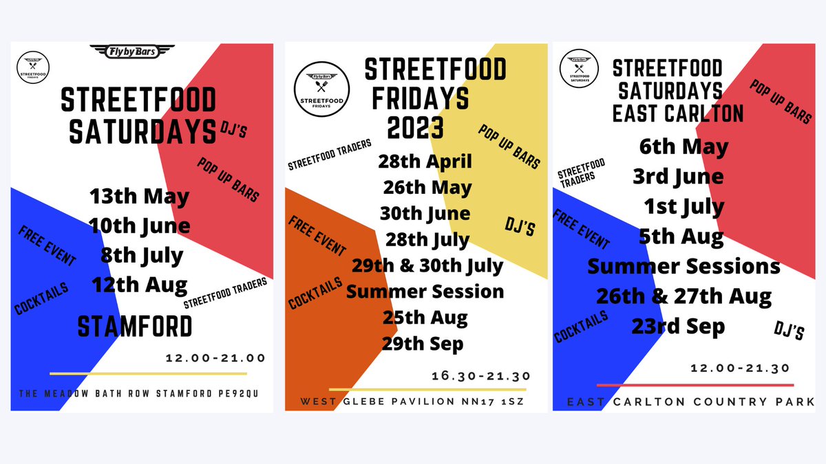 flybybars's tweet image. 3 magic number 

Street Food Fridays Corby 
fb.me/e/2SDuuBA76

Street Food Saturdays East Carlton 
fb.me/e/2M2C0Bda2 

Street Food Saturdays The Meadows Stamford 
fb.me/e/392ErsRhR

#streetfood #lovecorby #stamford #eastcarlton.  .