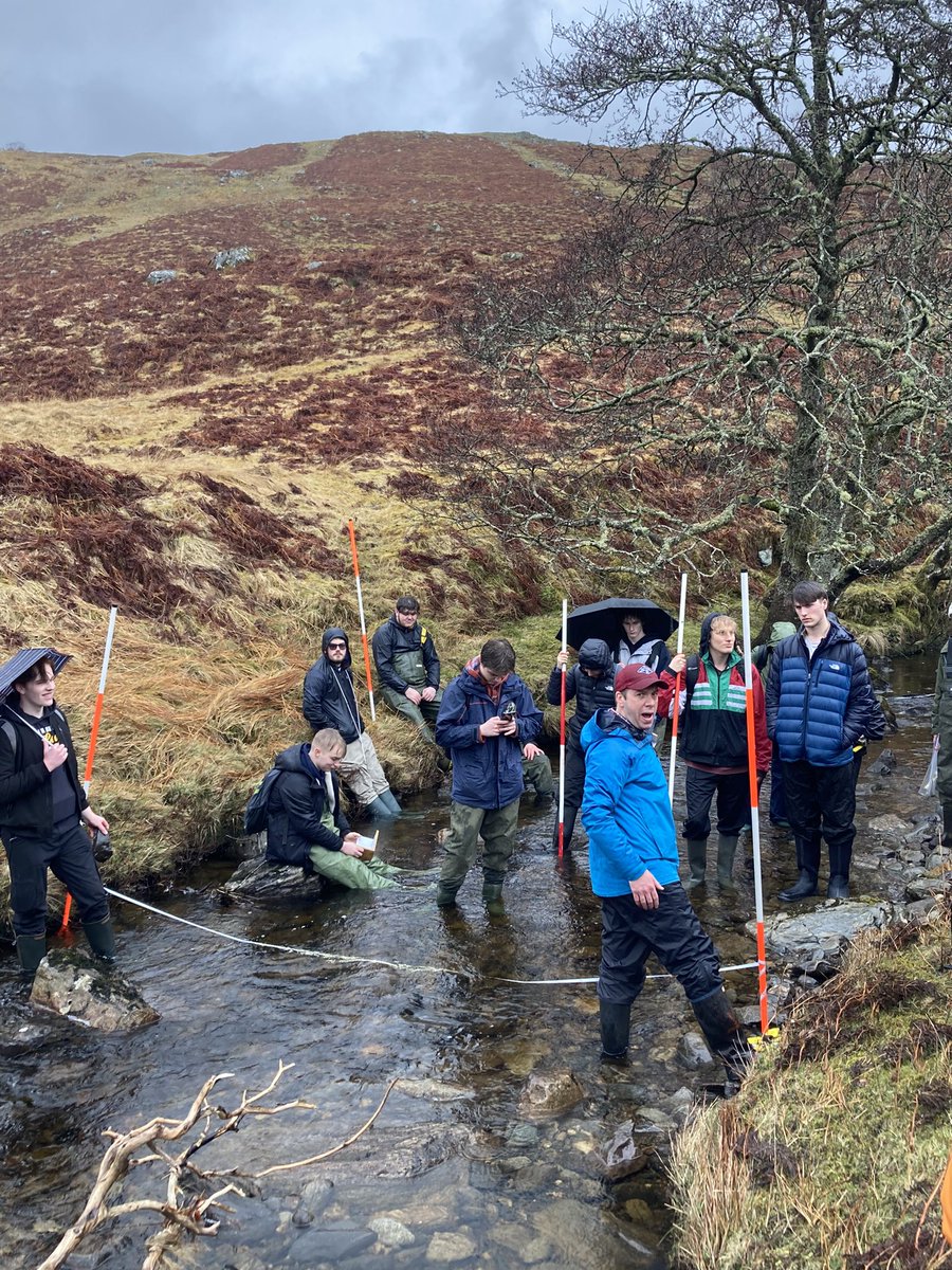 We’re back now but updating from where I left off on the <a href="/UniRdg_GES/">UoR - Geography and Environmental Science</a> #Part2 #Stirling2033 field class Day 3 Ecology, Rewilding and Hydrology. Bit of a damp day, but who cares when you’re stood in a river with waders! Our students are the best!
