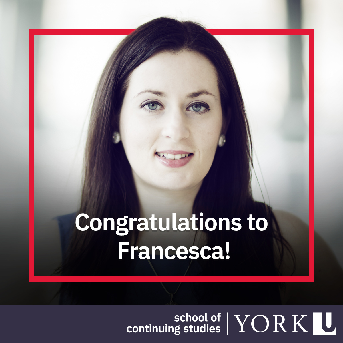 Francesca Boschetti, PhD, Manager, English for Academic Purposes (EAP), has been awarded the Globally Networked Learning (GNL) Award 2022-23 from York International for the second year in a row.

Congratulations, Francesca, on this achievement!
_
#YorkUSCS #YUELI #Congratulations
