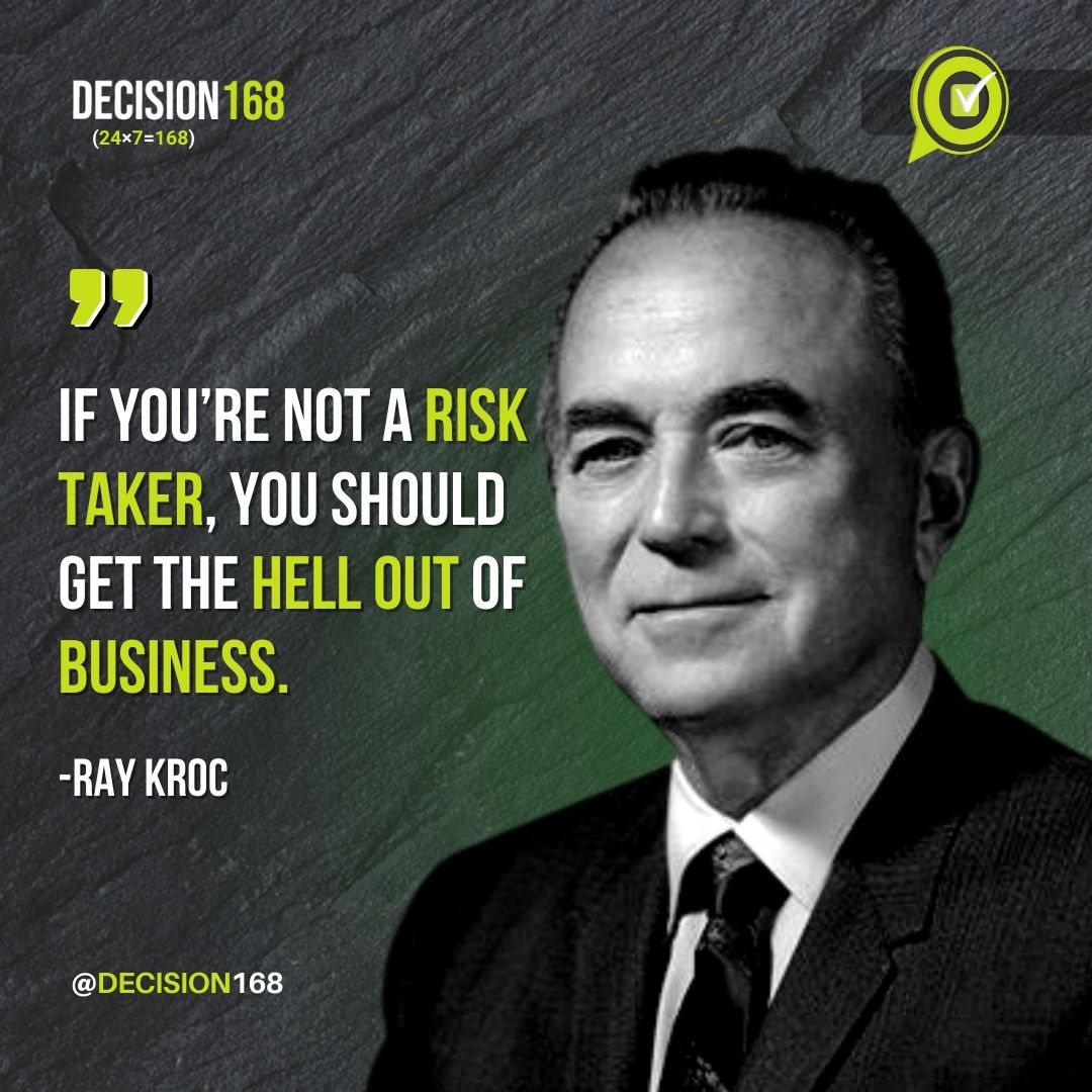 decision168's tweet photo. "If you’re not a risk taker, you should get the hell out of business." - Ray Kroc
#decision168 #RayKroc #TheFounder #EntrepreneurialSpirit #InnovateOrDie #MichaelKeaton #ThinkOutsideTheBox #EmbraceChange #BusinessAdvice #McDonalds #DisruptOrBeDisrupted #PushYourLimits https://t.co/SzefXW4guw