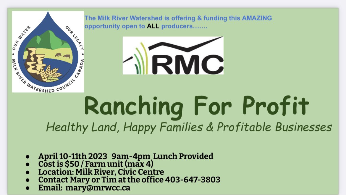 MillerSeeds's tweet photo. Ranching for Profit - Mr. Dave Pratt is coming to Milk River this Monday &amp; Tuesday.  Great Opportunity!!! https://t.co/X4FlGmO4k5